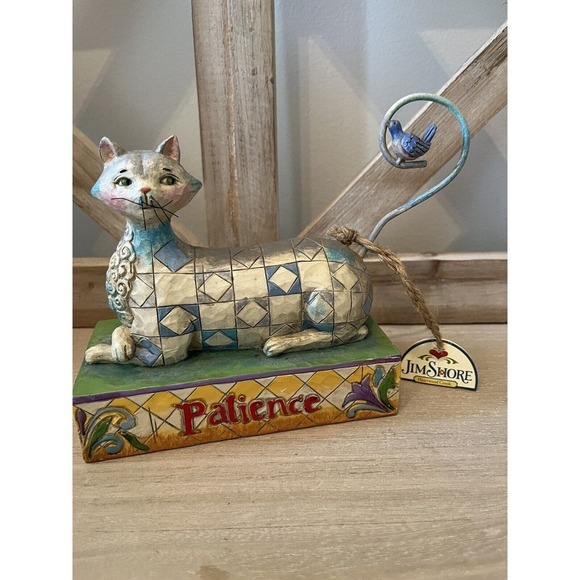 Jim Shore Heartwood Creek 2006 Patience Cat Figure With Bird V4006926 - Picture 5 of 6